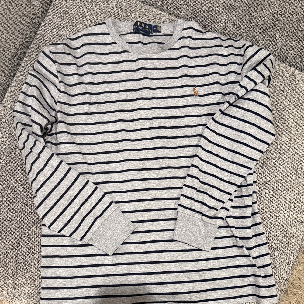 Polo by Ralph Lauren Men's Gray Striped long sleeve shirt